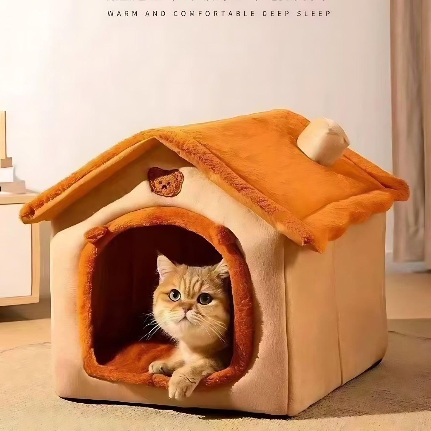 Cozy Indoor Pet House Bed – Washable All-Year Comfort for Small Pets
