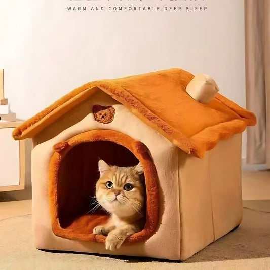 Cozy Indoor Pet House Bed – Washable All-Year Comfort for Small Pets