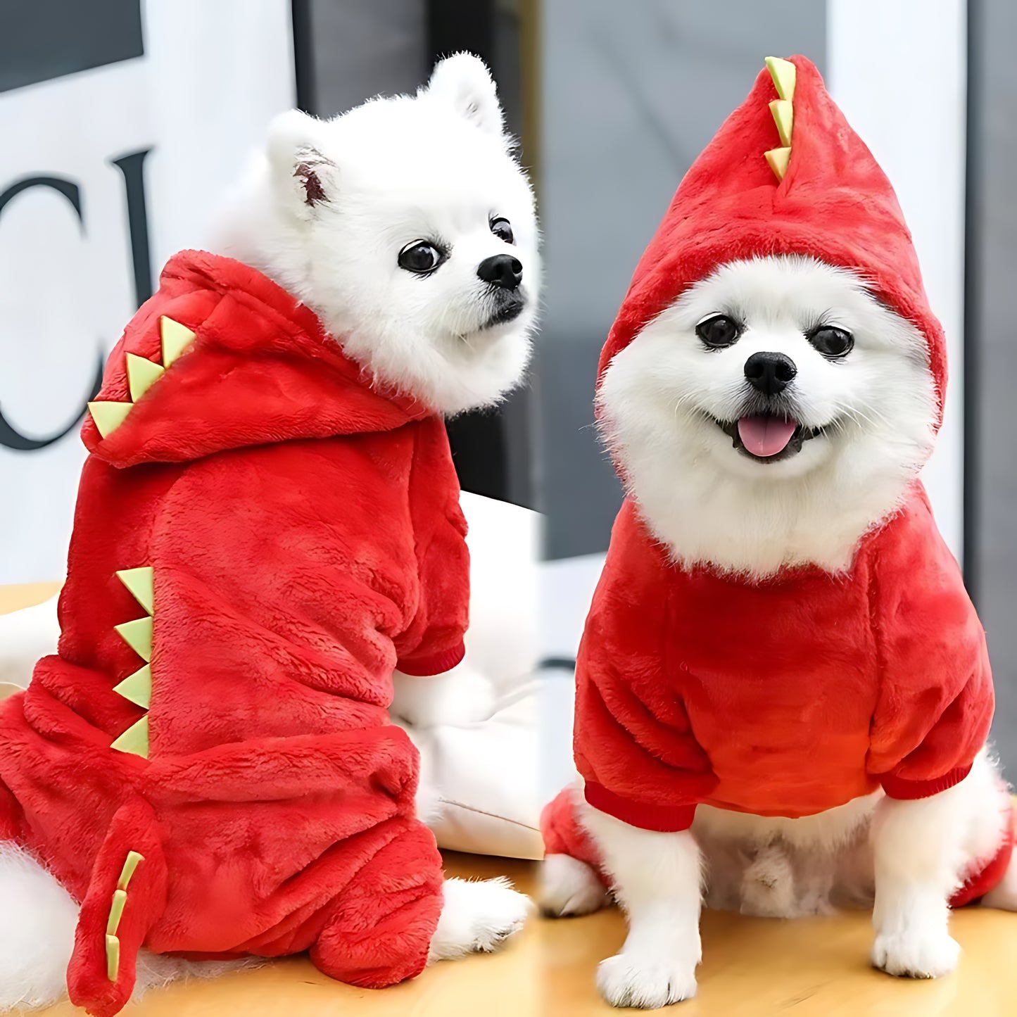 Dinosaur Dog Hoodie – Warm Fleece Winter Coat for Small Dogs